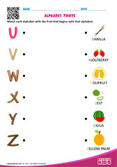 Match Alphabet Fruits u to z